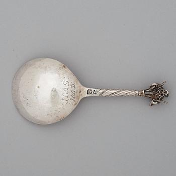 A Swedish mid 18th century silver spoon, marks of Lars Holmström, Lund (1747-1772 (1779)).
