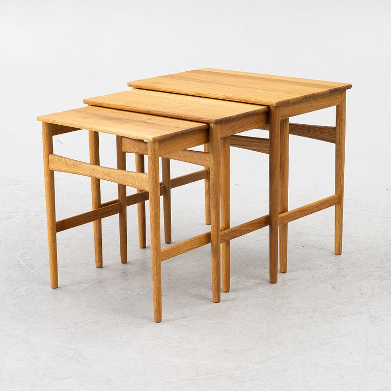 Hans J. Wegner, a 3 pieces nesting table, CH004, Carl Hansen & Søn, Denmark, contemporary.