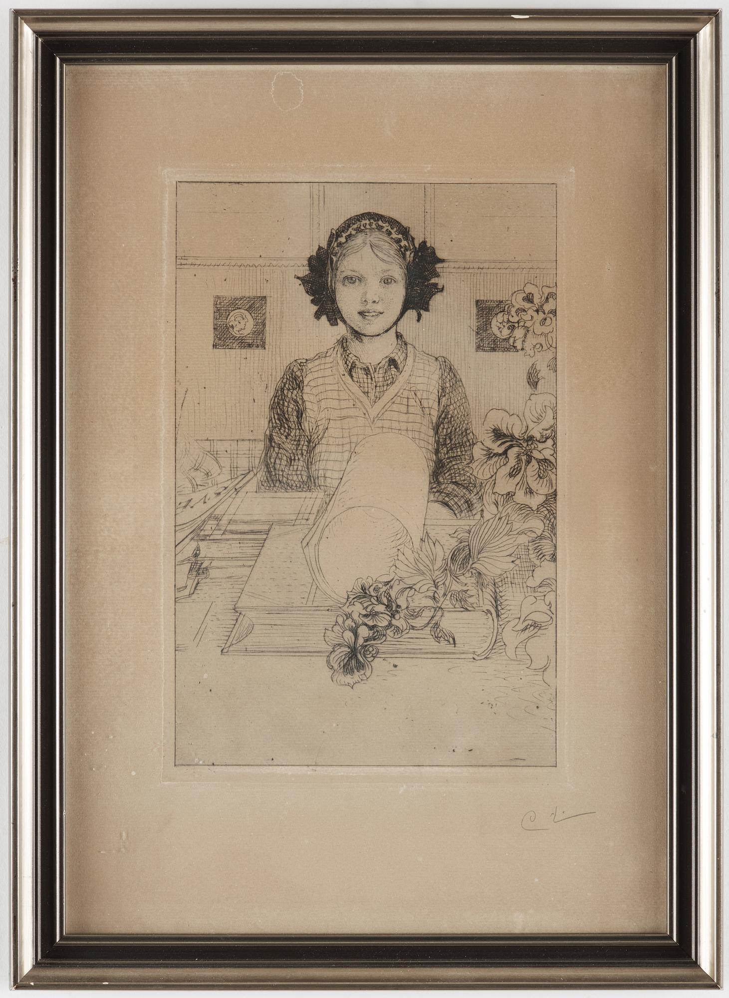 CARL LARSSON, etching, II state of II (III), 1917, signed.