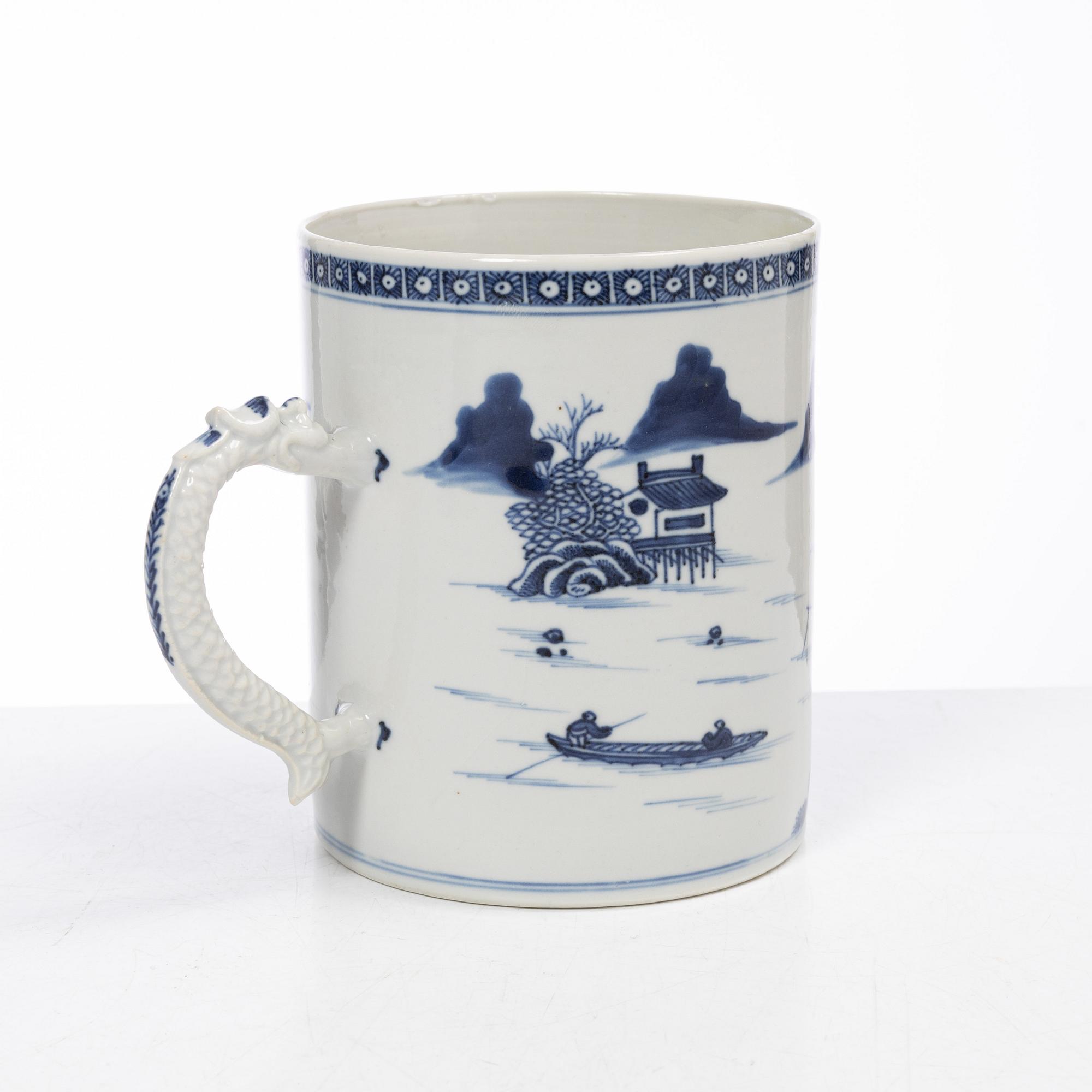 Five pieces of underglaze blue decorated porcelain, china, Qianlong (1736-95) & Jiaqing (1796-1822).