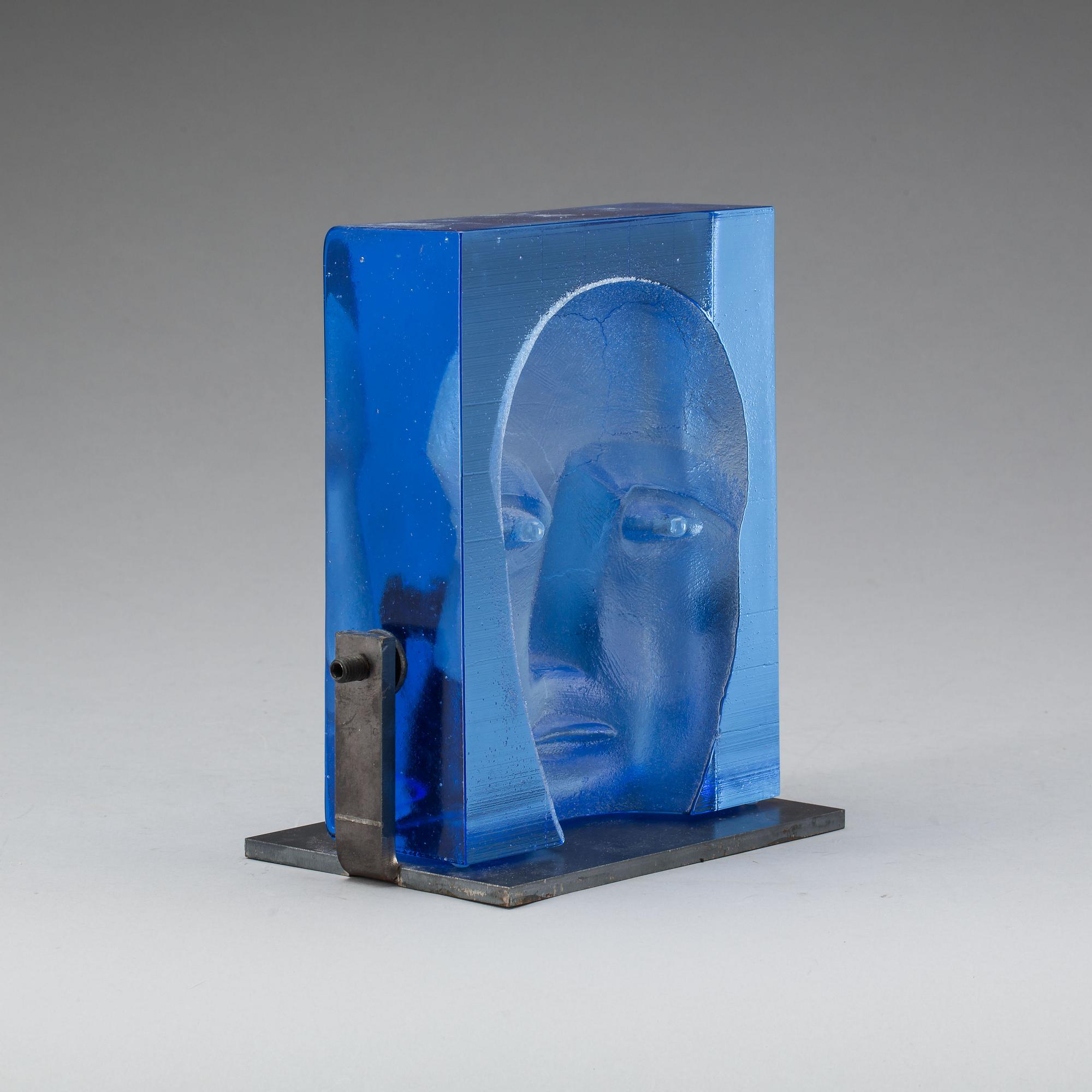 SKULPTUR, glas och metall, Bertil Vallien, Kosta Boda, 1900-tal.
