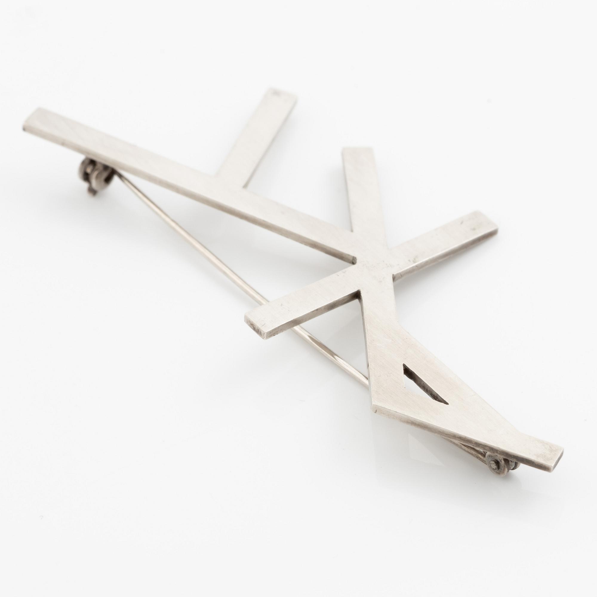 Wiwen Nilsson, monogram brooch, sterling silver, Lund 1946.