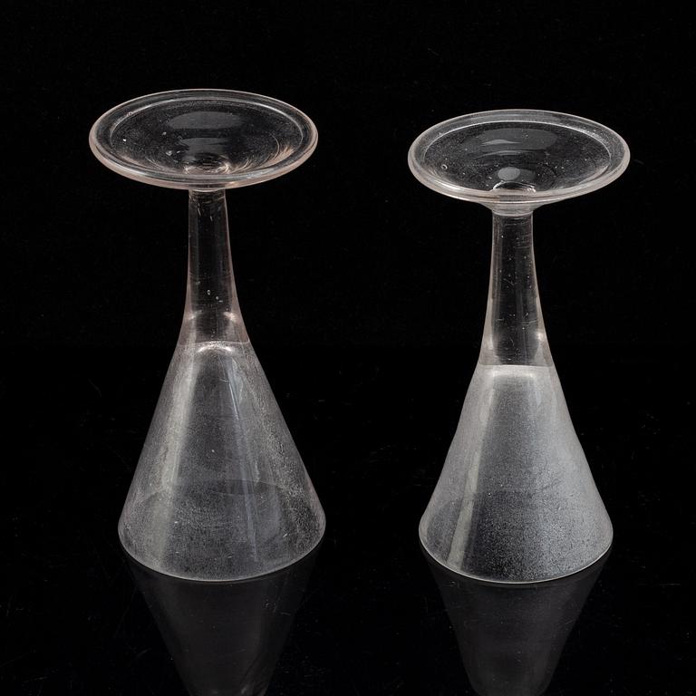 Two Swedish 18th century wine goblets, possibly Kungsholms Glasbruk.