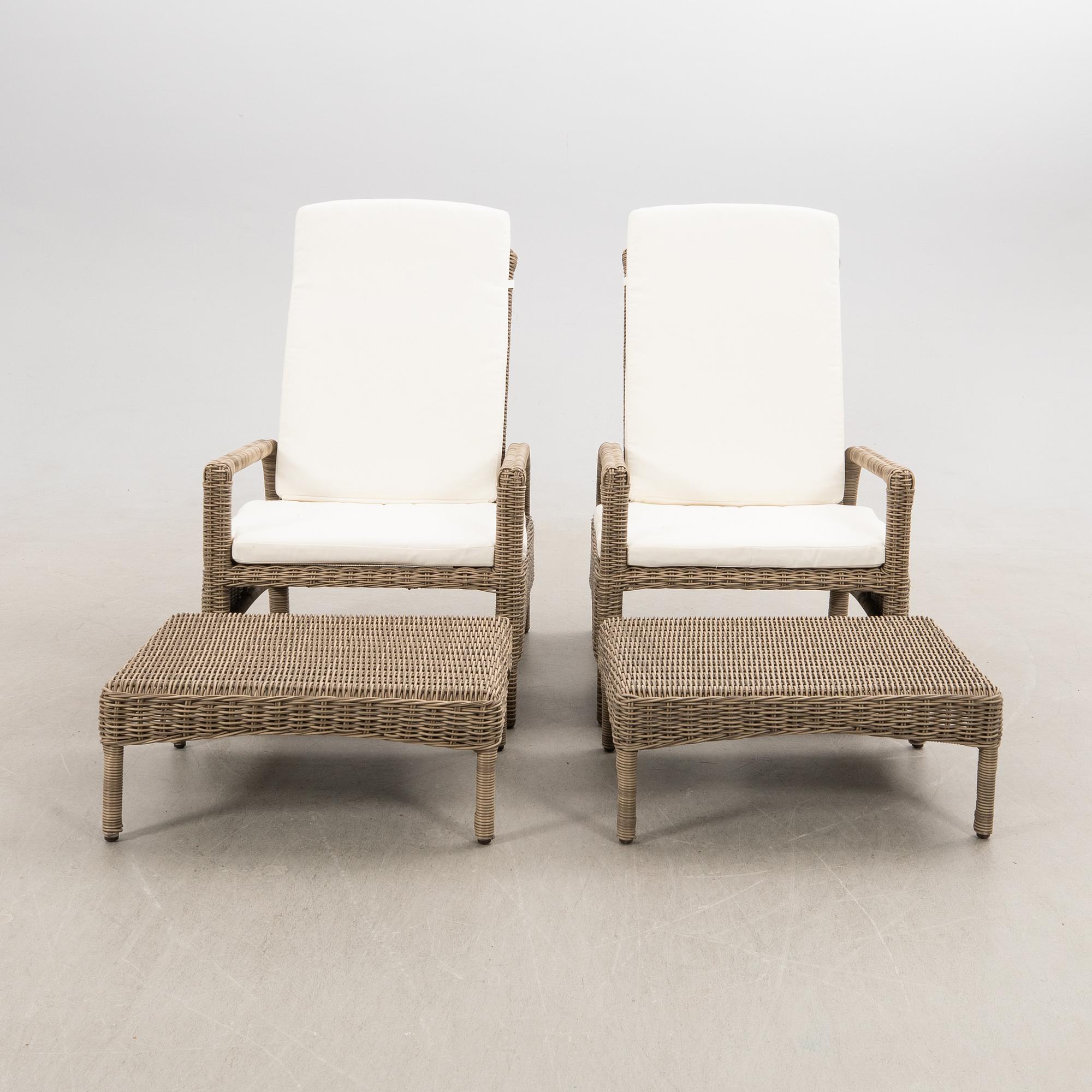 Loungefåtöljer med fotpallar, ett par, Artwood, 2000-tal.