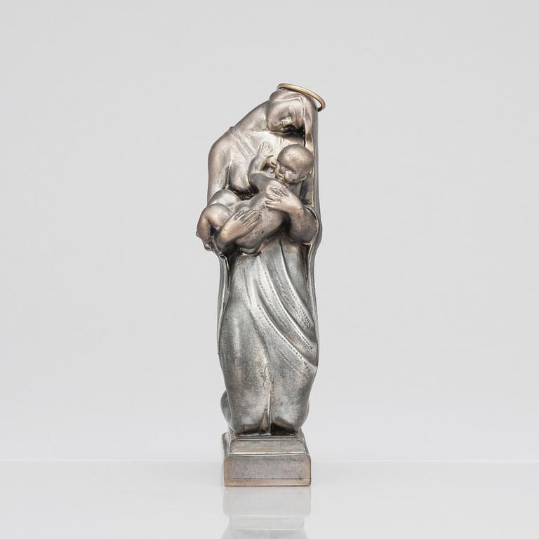 Thorwald Alef, a part gilt pewter sculpture 'Madonna and child', Firma Svenskt Tenn, Stockholm 1975.