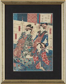 Utagawa Yoshitora, a woodblock print in colours, mid 19th Century.