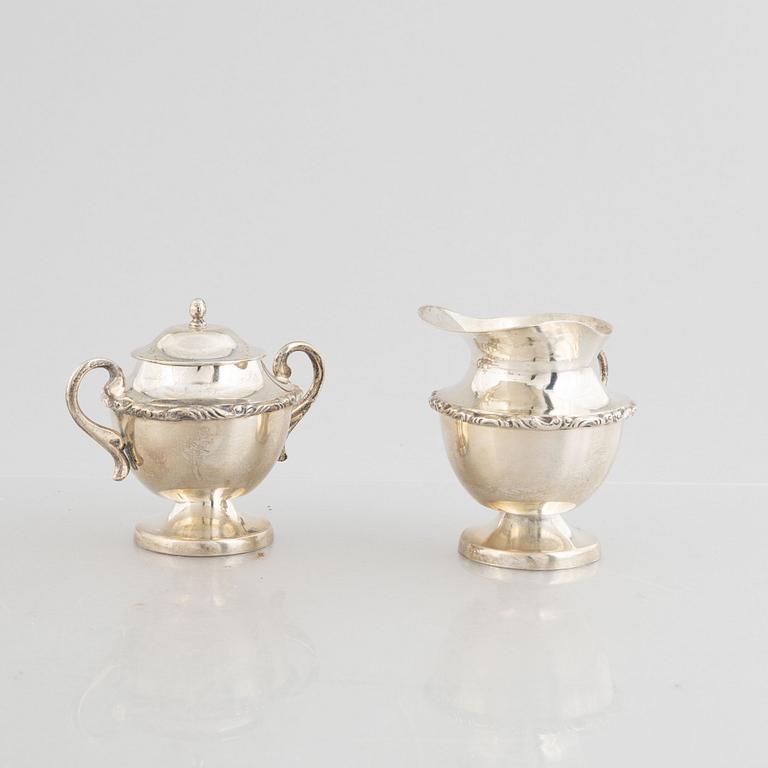 Juveto Lopex Reyes, a sterling silver sugar bowl, creamer and tray, Mexico City, Mexico, mid20th century.