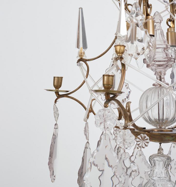 A Swedish Rococo 18th century six-light chandelier.