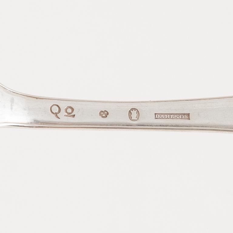 Skedar, 8 st, silver, bl.a. Stephan Westerstråhle, Stockholm 1794.