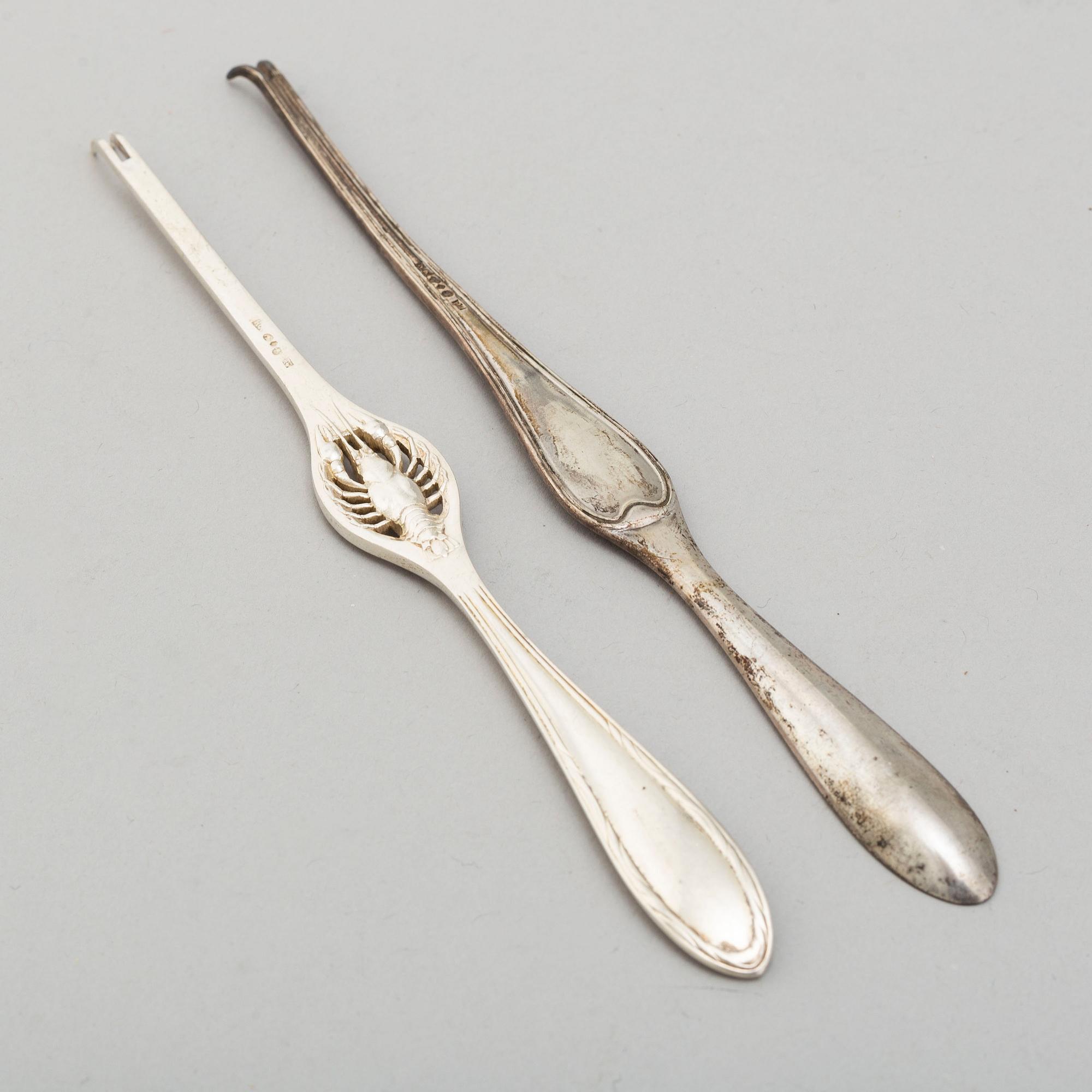 HUMMERGAFFLAR, 6+3 stycken, silver, bland annat Karl Anderson,  Stockholm (1892-1933), 1910-20-tal.