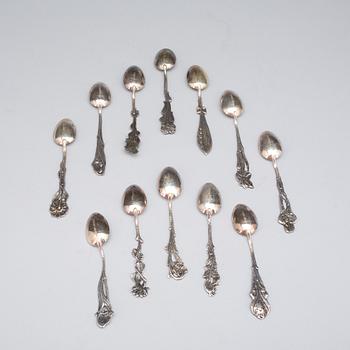 PARTI SILVER, 12+4 st, bl.a. GAB, Stockholm, 1908. Vikt tot ca 337g.
