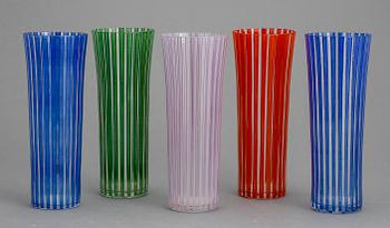 SKÅLAR, GLAS, KARAFF OCH FAT, 16 delar, glas, "Strikt", Bengt Orup, Johansfors. Formgiven 1953.