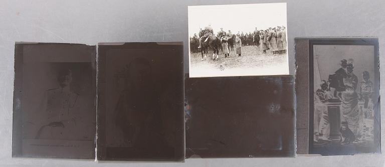 PARTI FOTONEGATIV PÅ GLASPLÅTAR, 7 st, bla Wladimir Woyeikow, ryska motiv, troligen 1920-tal.