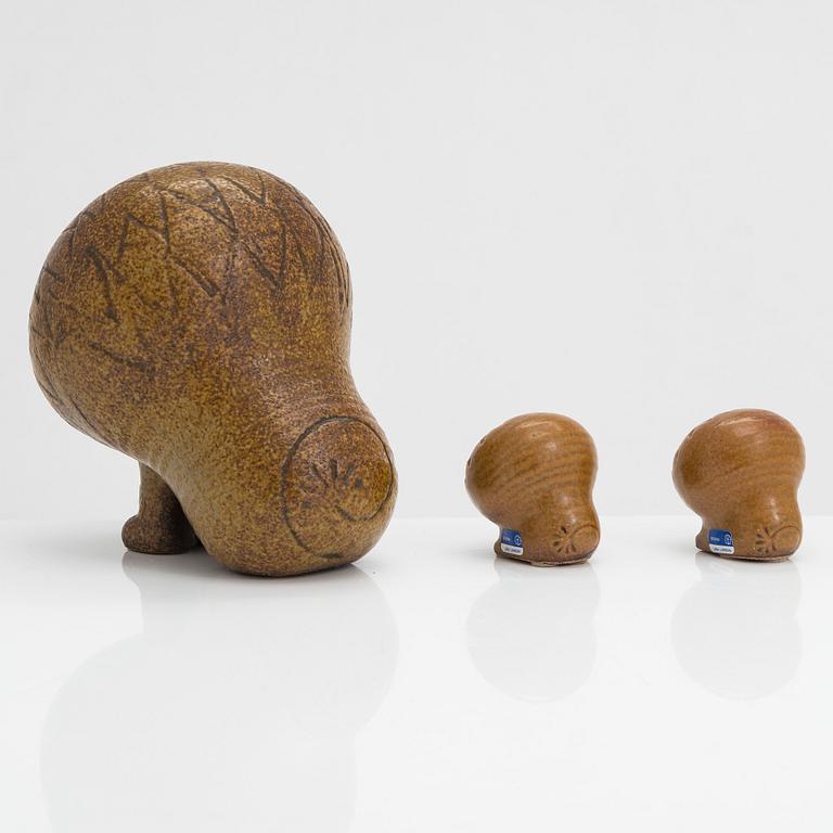 Lisa Larson, a set of three stoneware figurines, Gustavsberg.