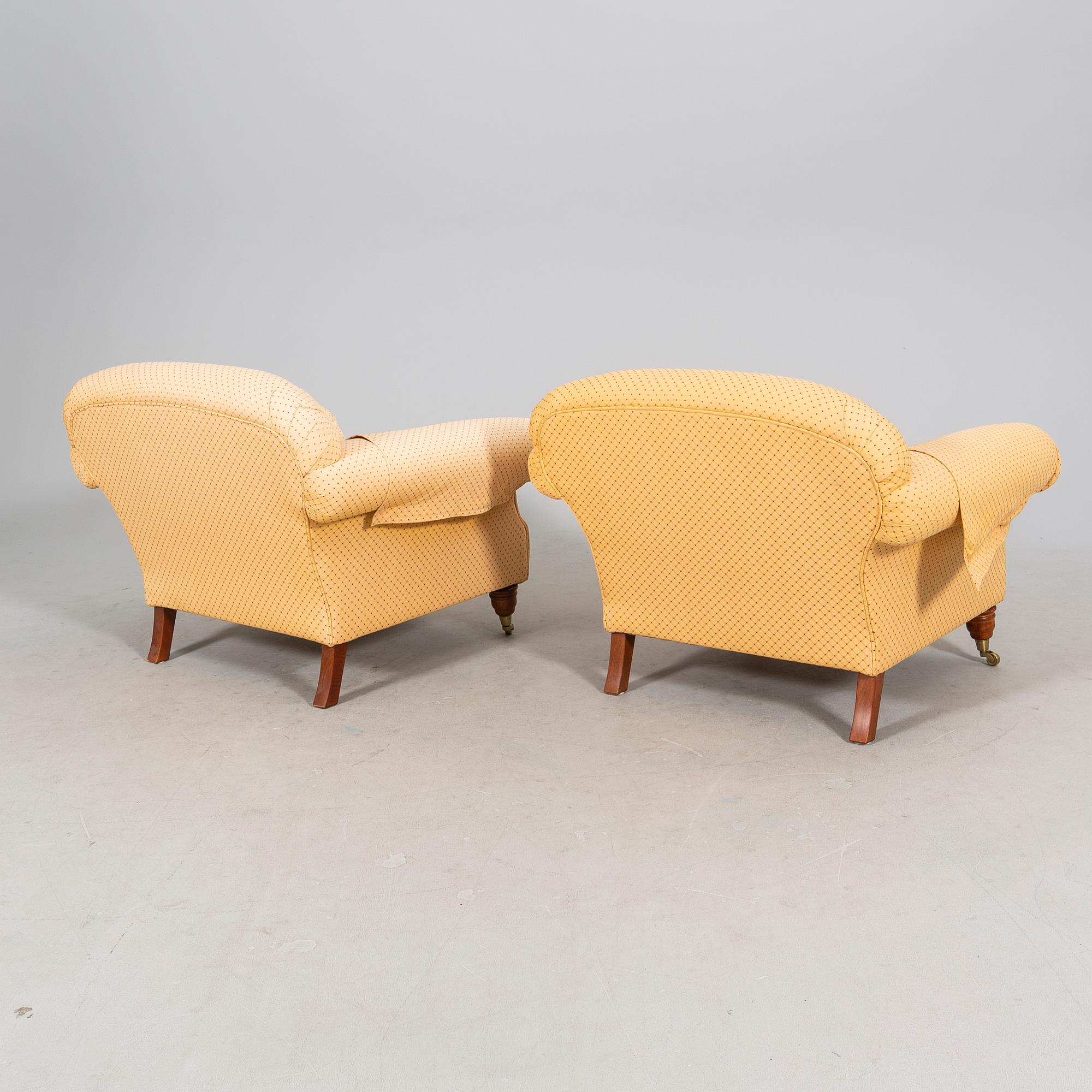 A pair of easy chairs mid 1900s/later part.