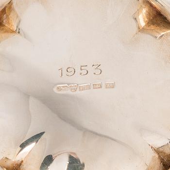 A 3-piece silver coffee set and a silver sugar tong, Finland 1951 and 1946.