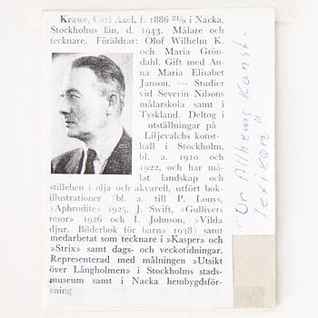 A Carl Axel KRAWE, gouache painting, signed.