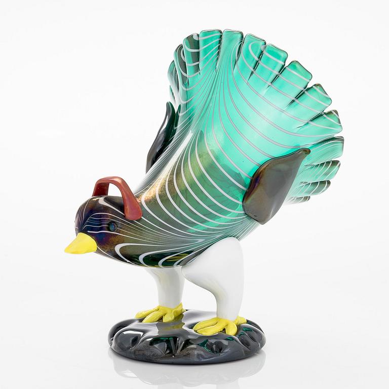 Fulvio Bianconi, figurin, glas, "Gallina", Venini, Murano, Italien.