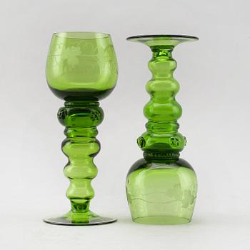 REMMARE, 12 st, grönt glas, 1900-talets mitt.