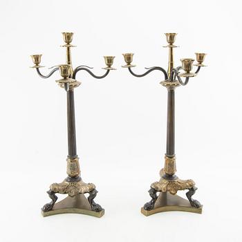 Candelabras, a pair in the Empire style, circa 1900.