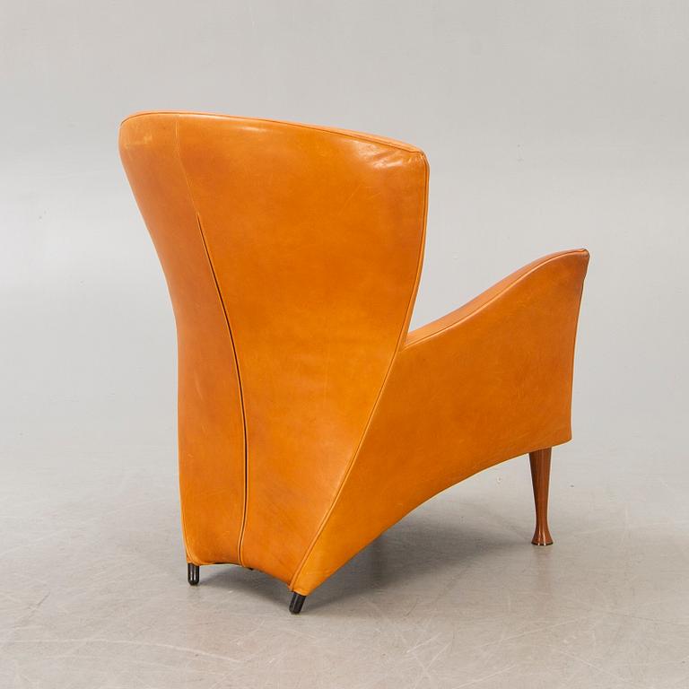 Gijs Papavoine, a Castor leather and wood armchair for Montis Netherlands later part of the 20th century.