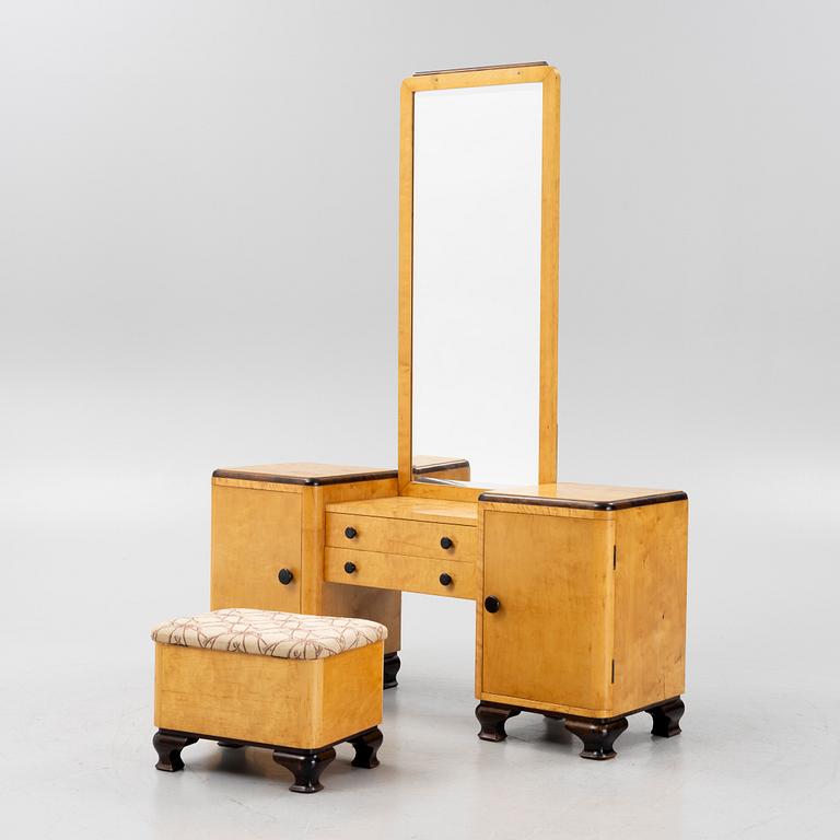 Sminkbord, pall och spegel, Art Deco,  1930-tal.