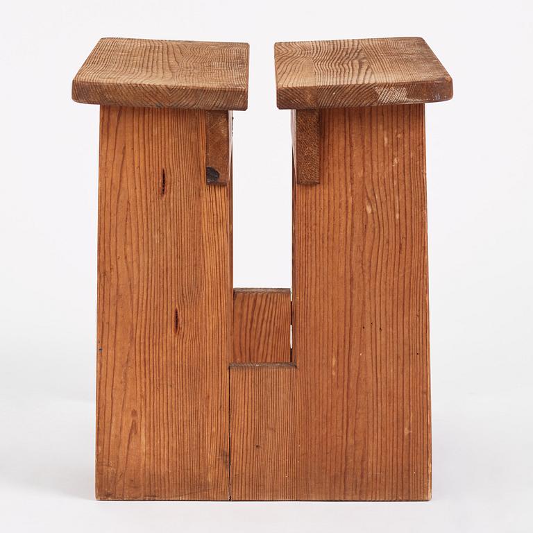 Axel Einar Hjorth, a "Skoga" stained pine stool, Nordiska Kompaniet 1930s.