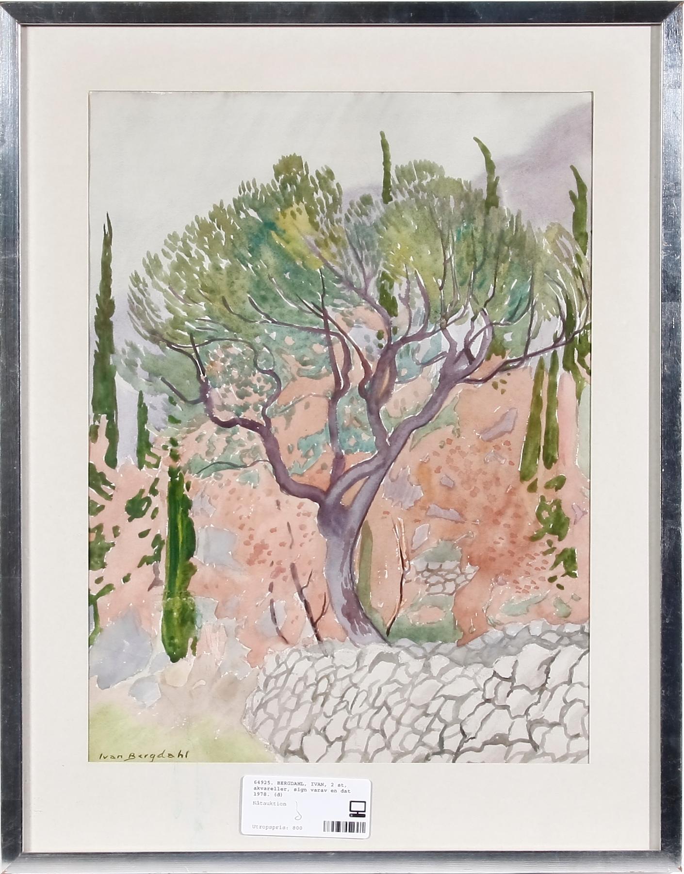 BERGDAHL, IVAN, 2 st, akvareller, sign varav en dat 1978.