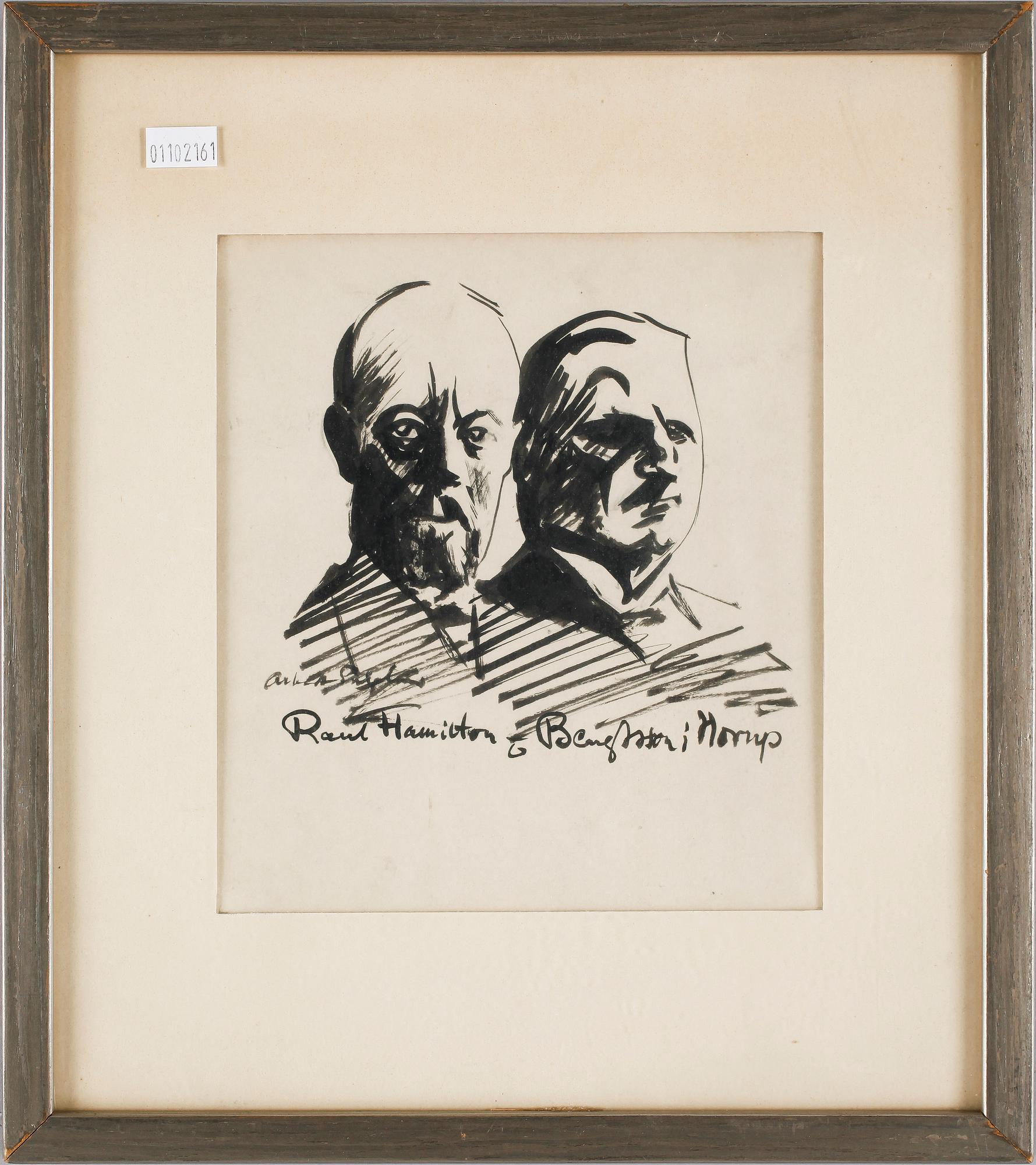 ALBERT ENGSTRÖM, tuschteckning, sign.