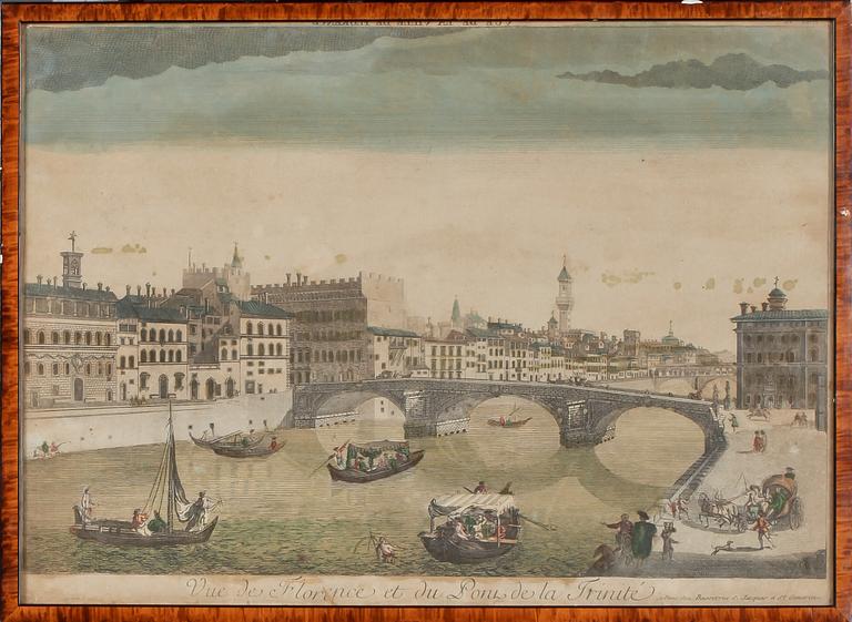 GRAFISKA BLAD, 3 st, handkolorerade, 1700/1800.