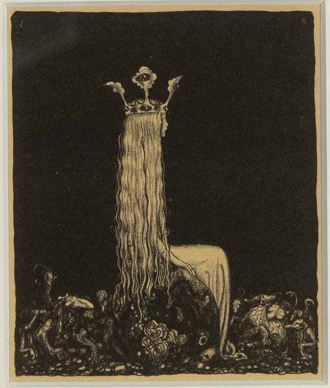 John Bauer, lithograph, from: "Troll" 1915. Signed JB in the print.