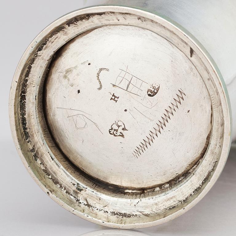 A Swedish 18th Century parcel-gilt silver beaker, maker's mark Johan Pettersson Berg, Norrköping, 1766.