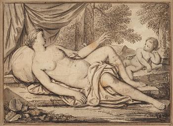 384. Andreas von Behn, ANDREAS VON BEHN, Indistingtly signed and dated 1724. Ink wash 13 x 17.5 cm.