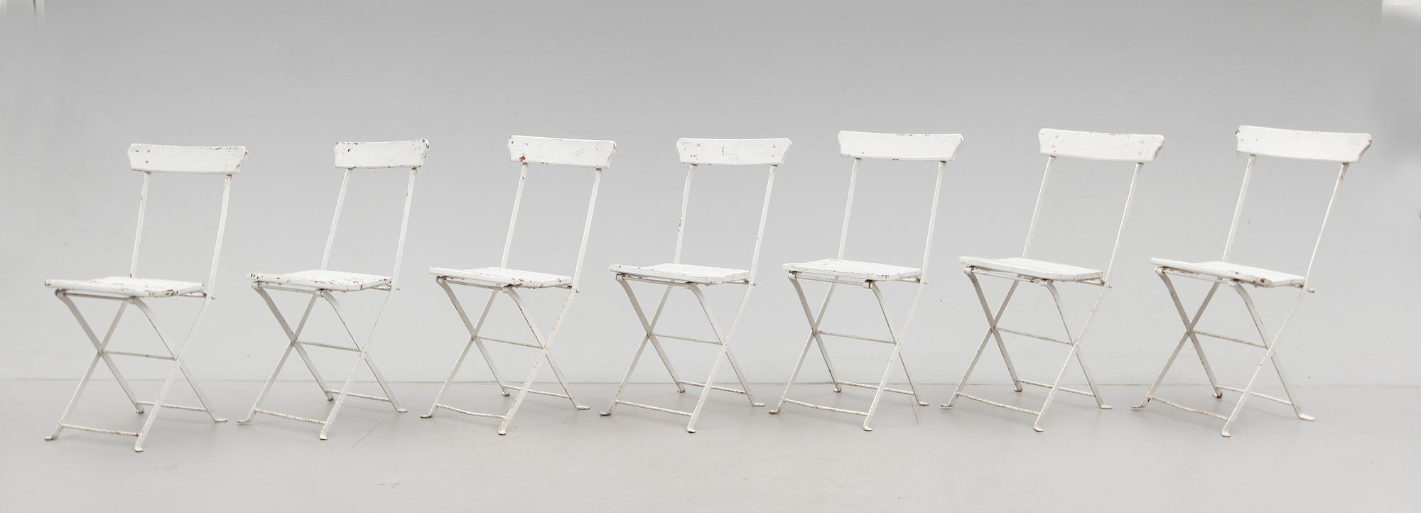 TRÄDGÅRDSTOLAR, 7 st, 1900-talets första hälft.