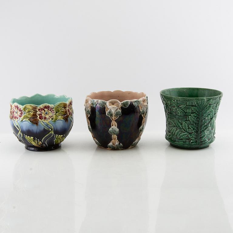 Outer casings 3 pcs Art Nouveau early 20th century majolica.