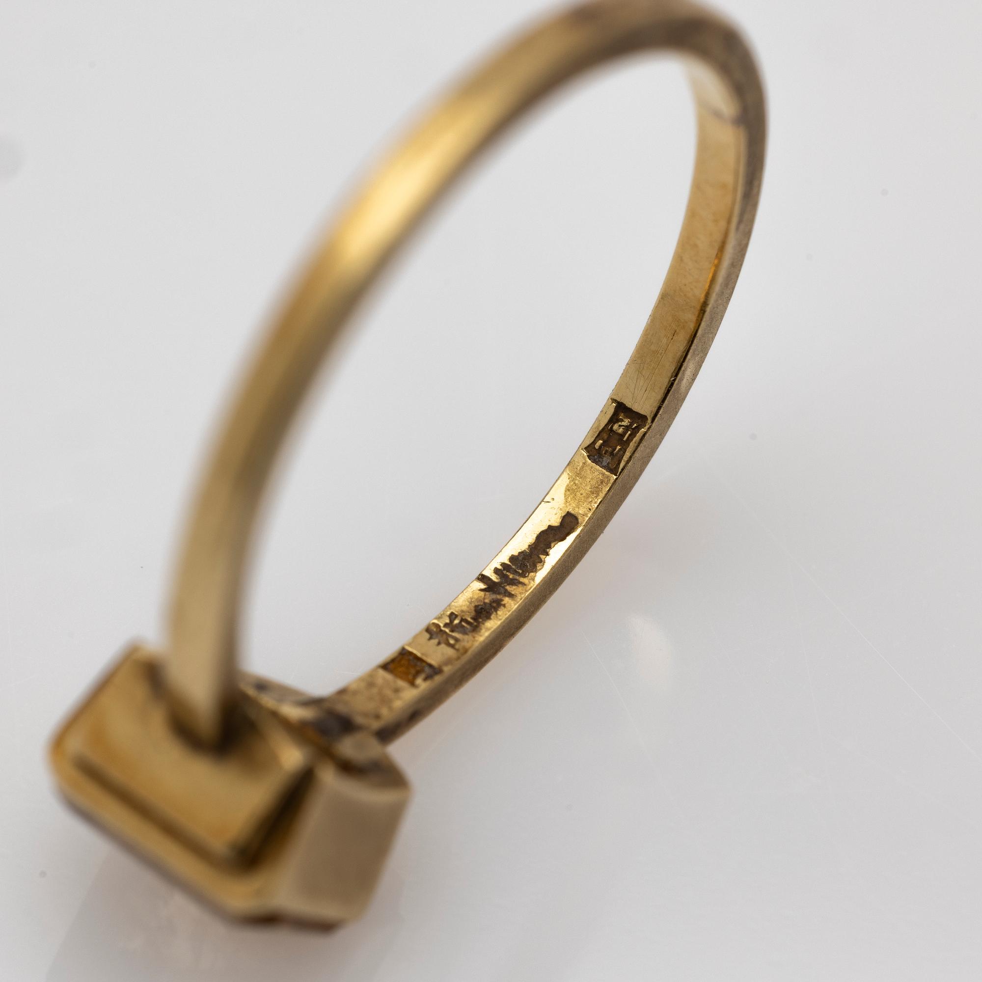 Wiwen Nilsson, ring, 18k, med bergkristall. Lund 1944.