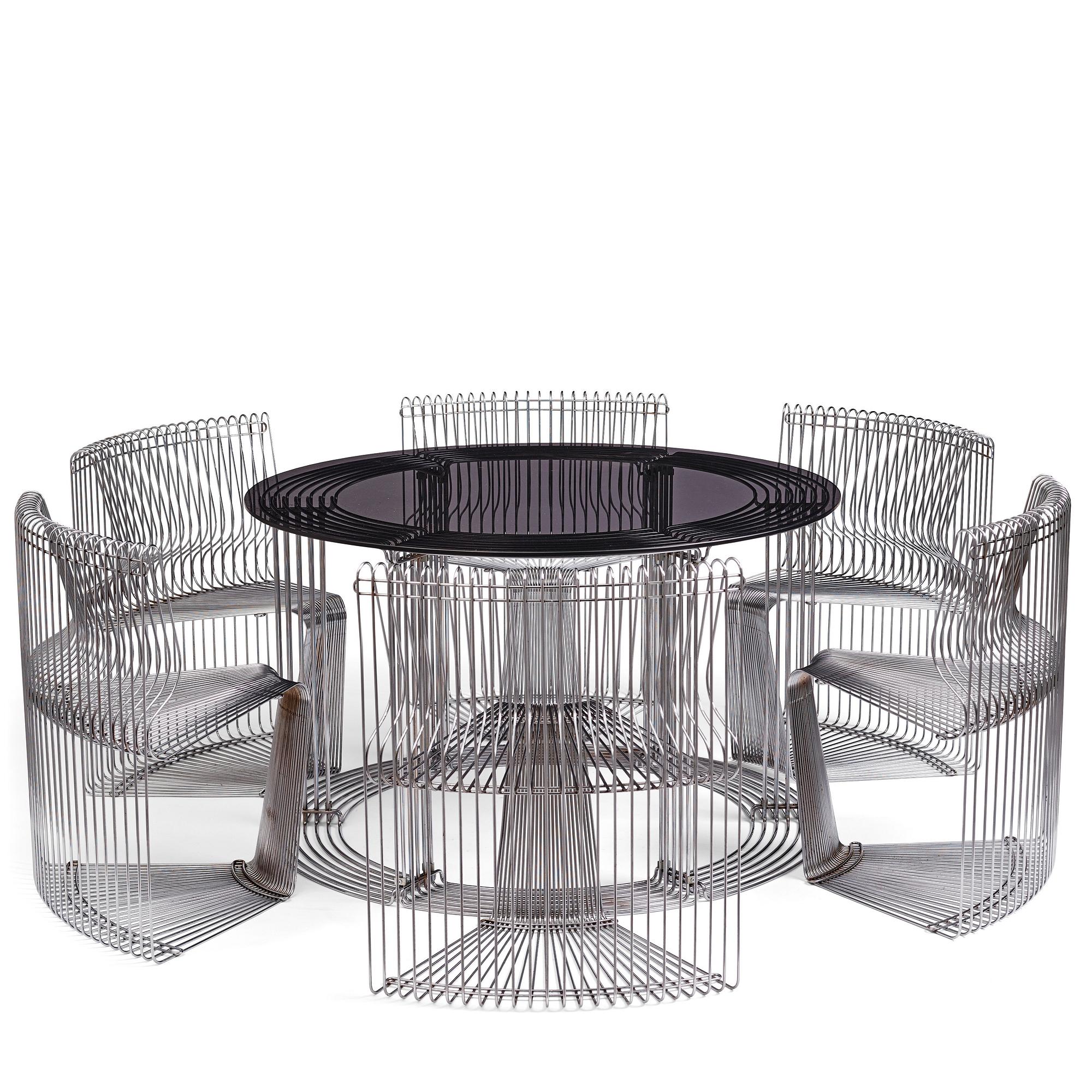 Verner Panton, a "Pantonova" dining table with 6 chairs,
Fritz Hansen, Denmark, ca 1971.