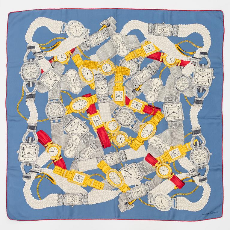 Cartier, a 'Le temps Précieux' twill silk scarf.