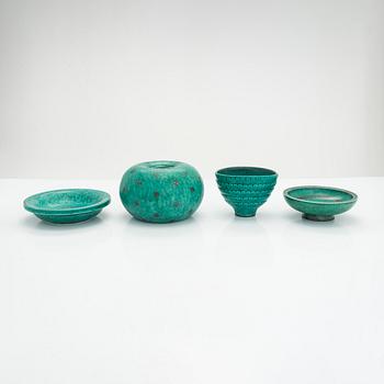 Wilhelm Kåge, an 'Argenta' vase and three bowls, Gustavsberg, Sweden.