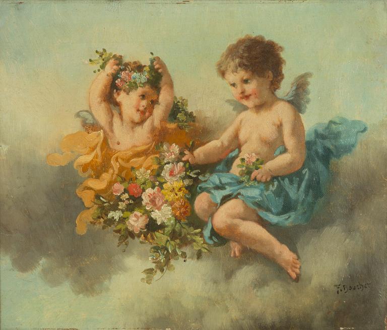 Francois Boucher, in the manner of.  Putti, a pair.