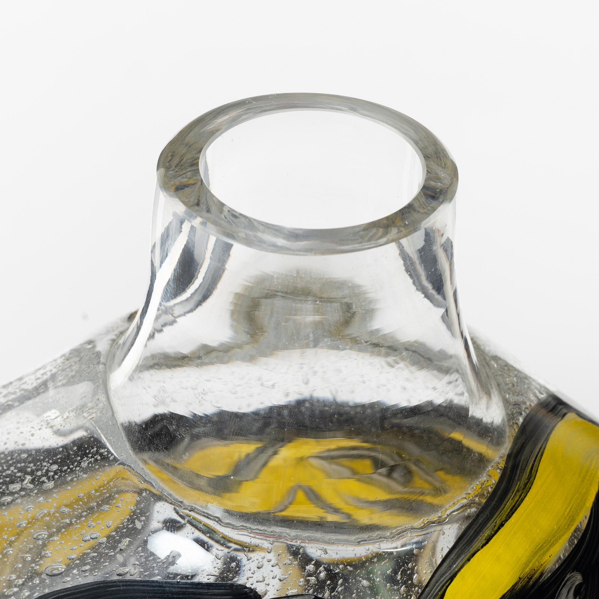 Ulrica Hydman-Vallien, a painted glass vase, Kosta Boda, ed 8/30.