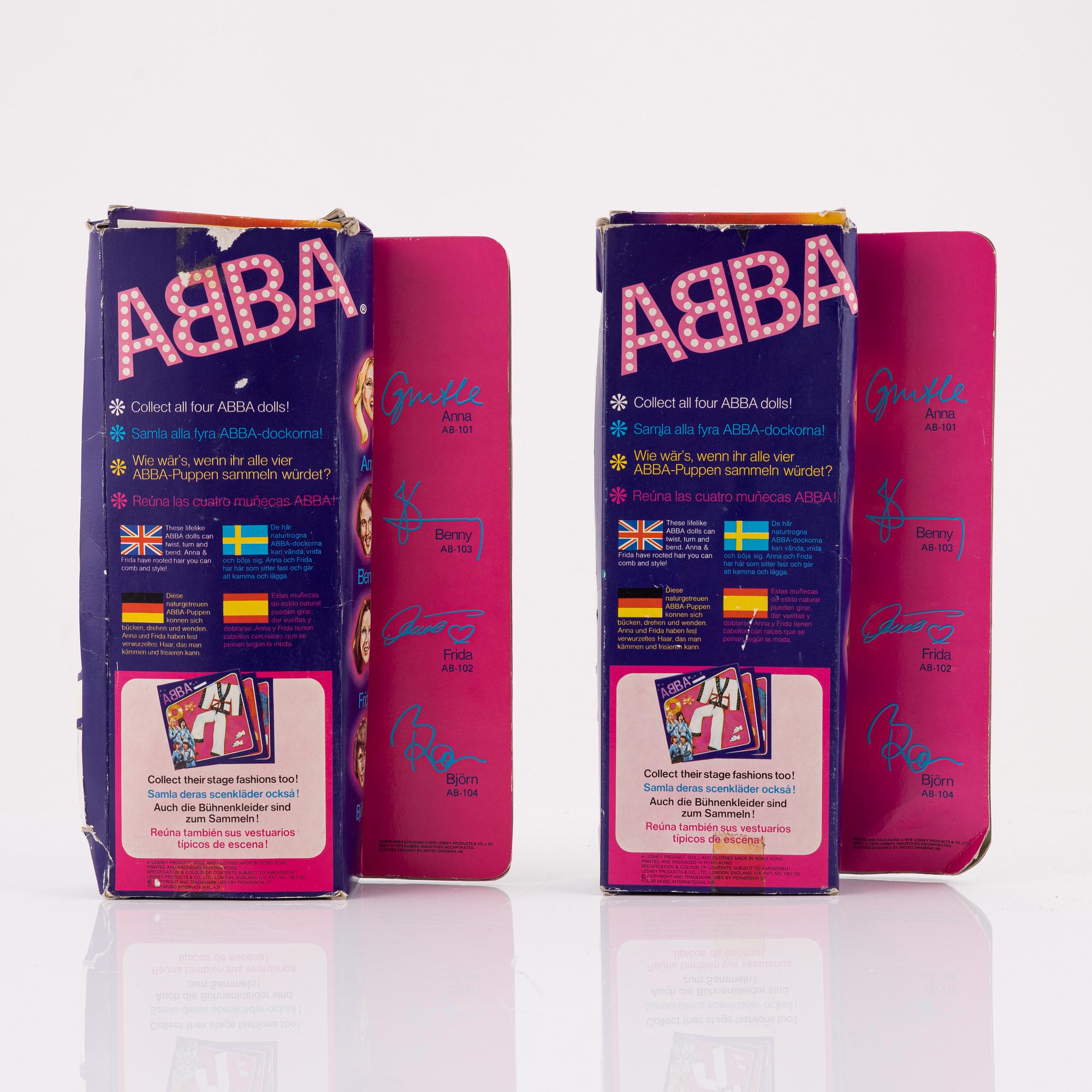 A pair of 1970's ABBA dolls by Matchbox.