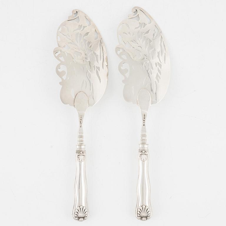 Fiskspadar, ett par, silver, G Möllenborg,  Stockholm 1858.