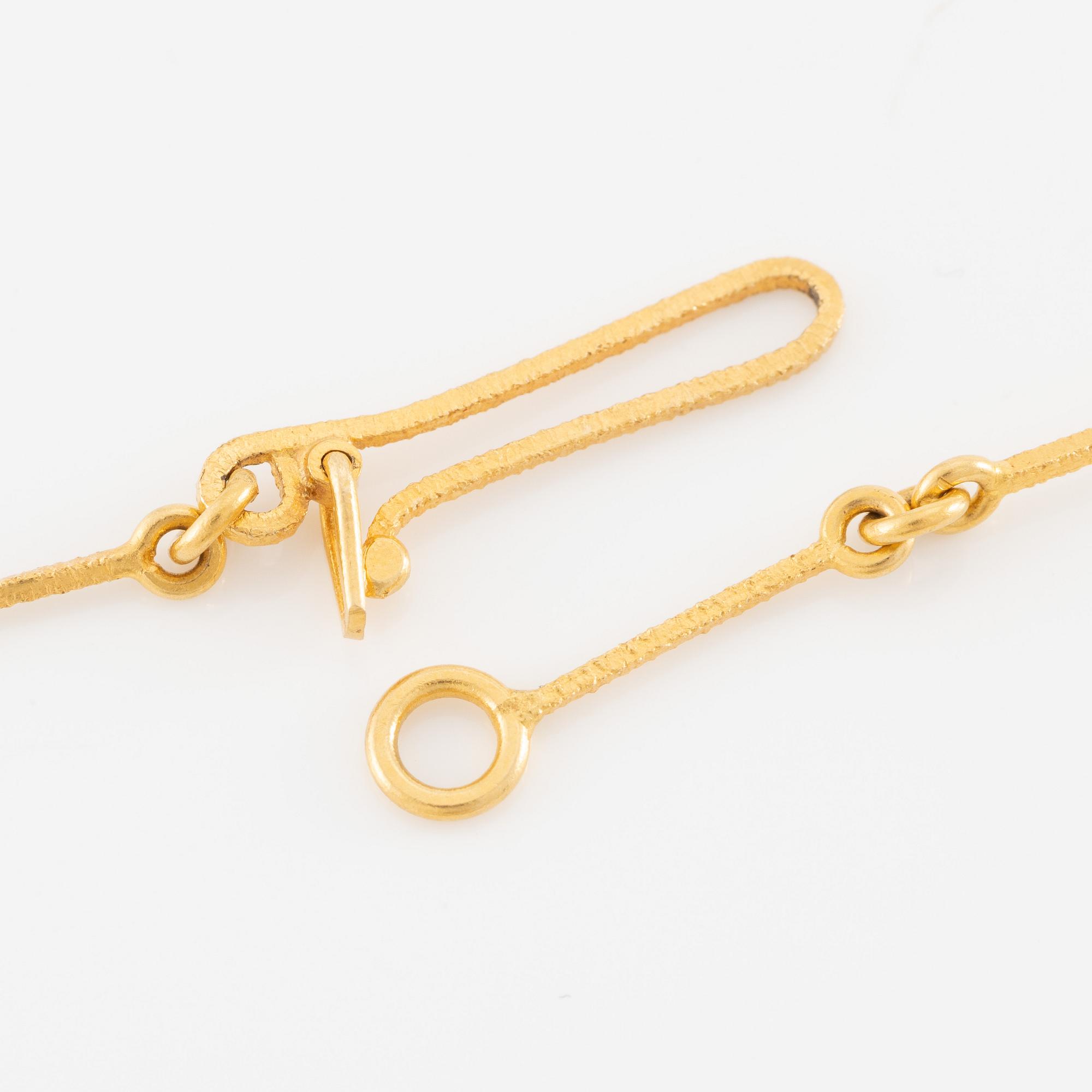 Björn Weckström, a necklace 18K gold with copper ore, for Lapponia, Finland 1976.
