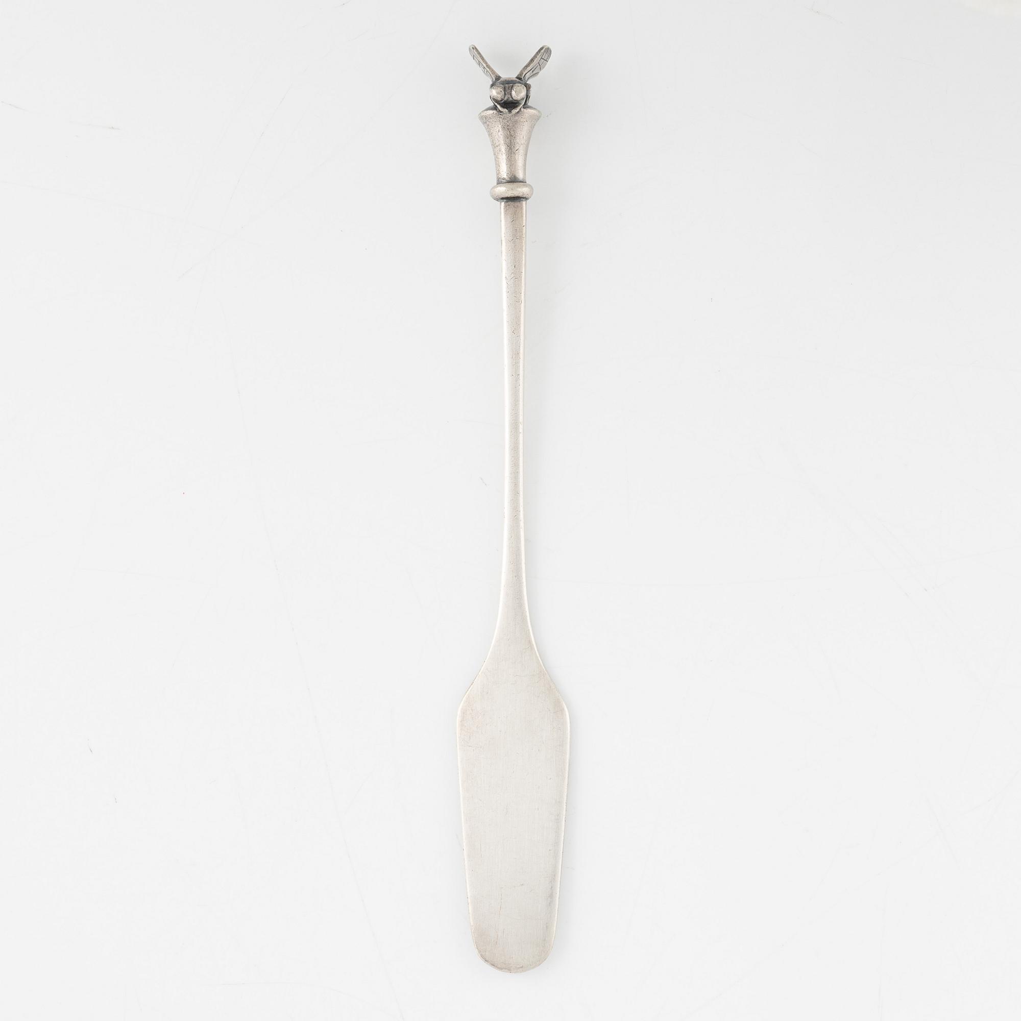 W.A Bolin, honungssked, silver, design Barbro Littmarck, Stockholm, 1965.
