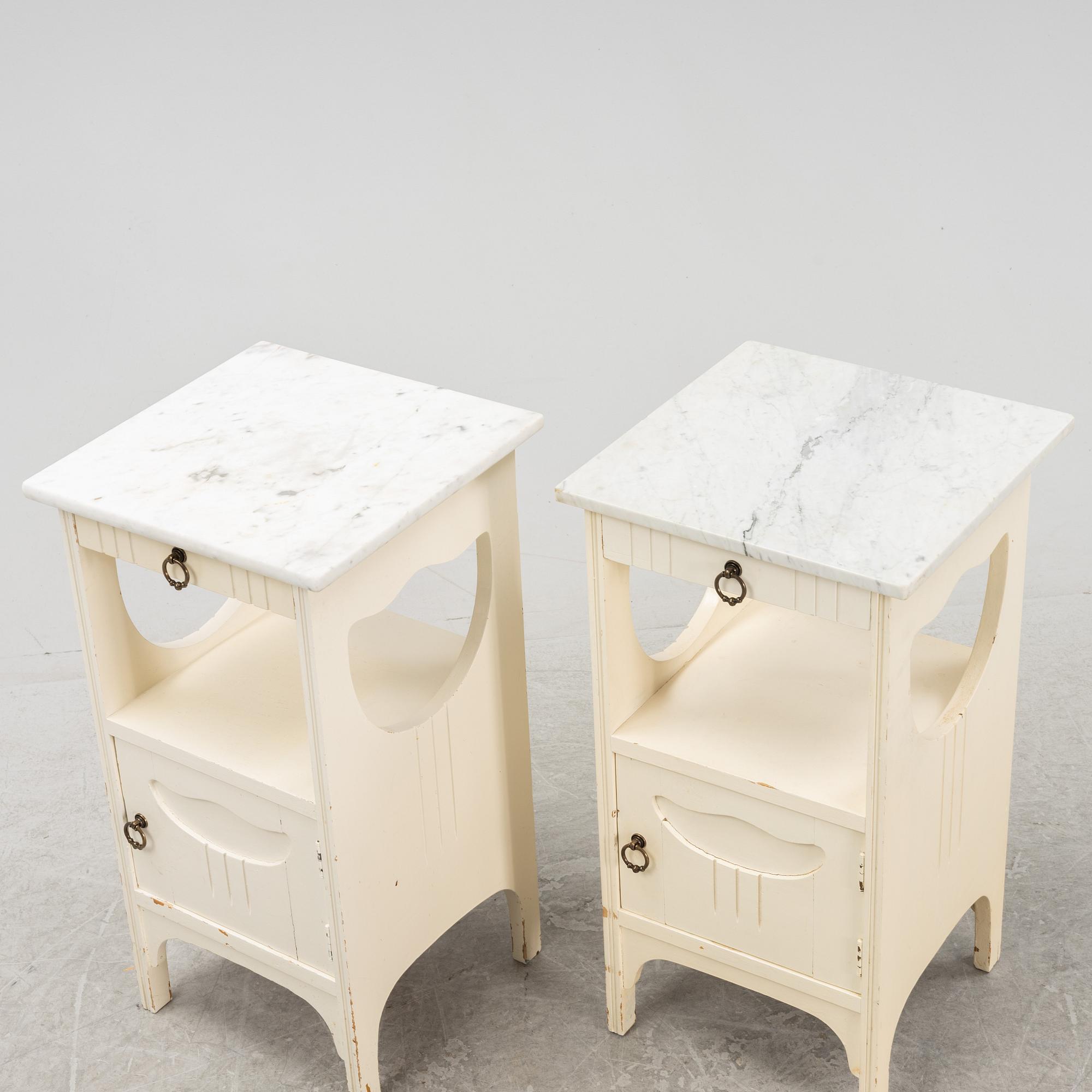 A pair of Art Nouveau bedside tables, early 20th century.