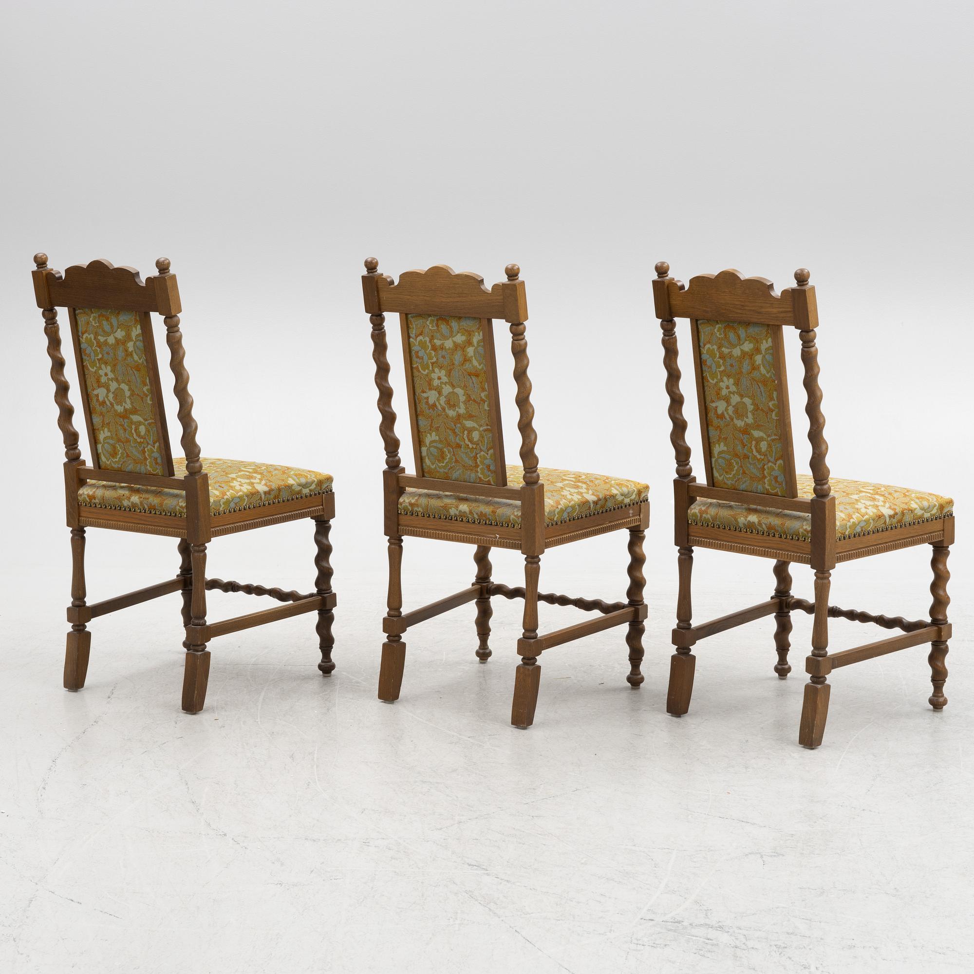 Three Baroque style chairs, 20th century, Alsterbo,.