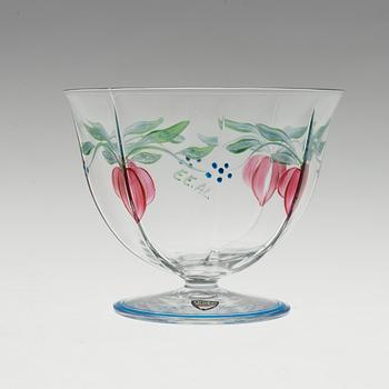 EVA ENGLUND, champagnekupor + skål, 9 delar, "Maja", Orrefors, sent 1900-tal.