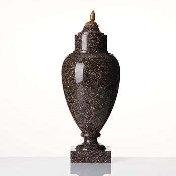 A Swedish early 19th century 'Blyberg' porphyry urn.