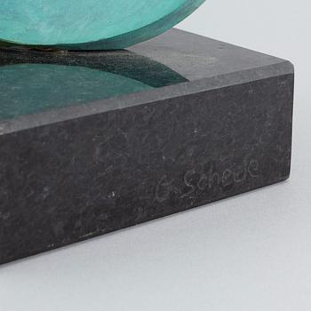 GEORG SCHEELE, sculpture, patinated bronze and granite, signed.